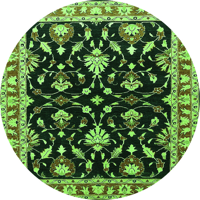 Round Oriental Green Traditional Rug, urb710grn