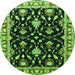 Round Oriental Green Traditional Rug, urb710grn