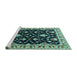 Sideview of Machine Washable Oriental Turquoise Traditional Area Rugs, wshurb710turq