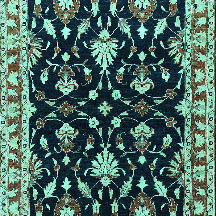 Machine Washable Oriental Turquoise Traditional Area Rugs, wshurb710turq