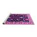 Sideview of Machine Washable Oriental Pink Traditional Rug, wshurb710pnk