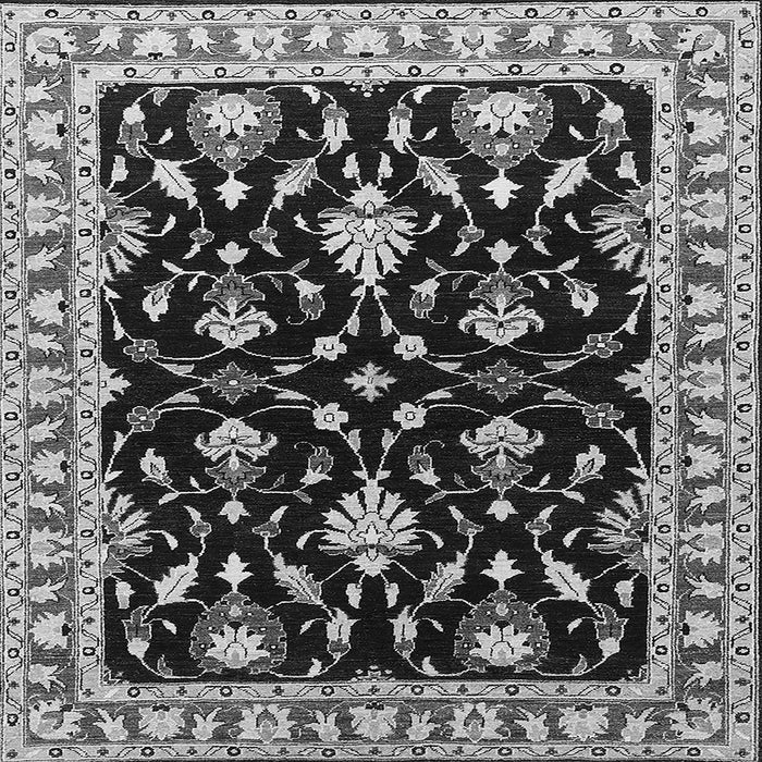 Square Machine Washable Oriental Gray Traditional Rug, wshurb710gry