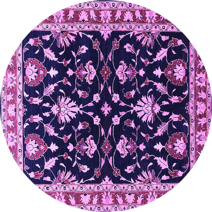 Round Machine Washable Oriental Purple Traditional Area Rugs, wshurb710pur