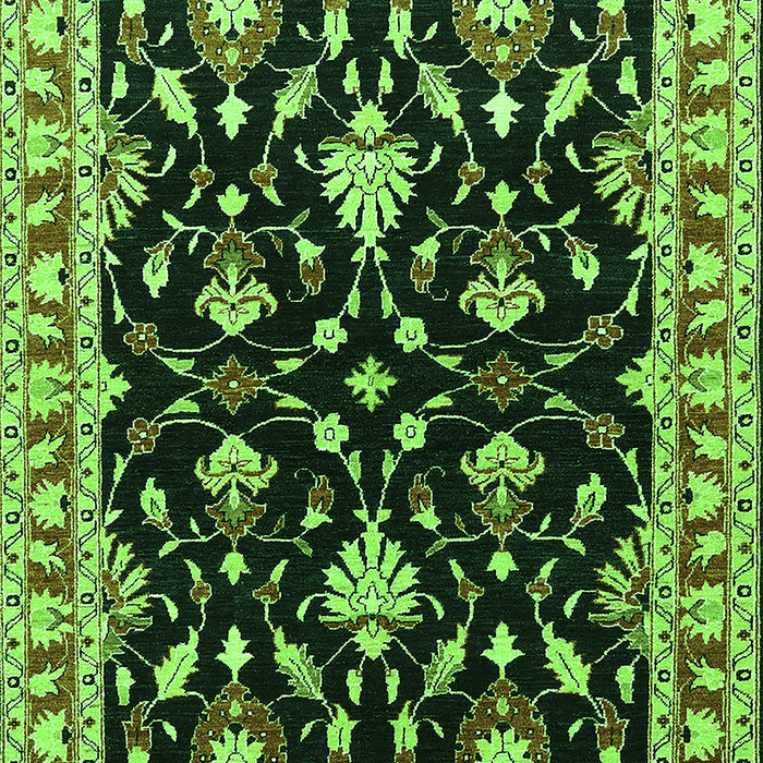 Machine Washable Oriental Green Traditional Area Rugs, wshurb710grn