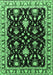 Machine Washable Oriental Emerald Green Traditional Area Rugs, wshurb710emgrn