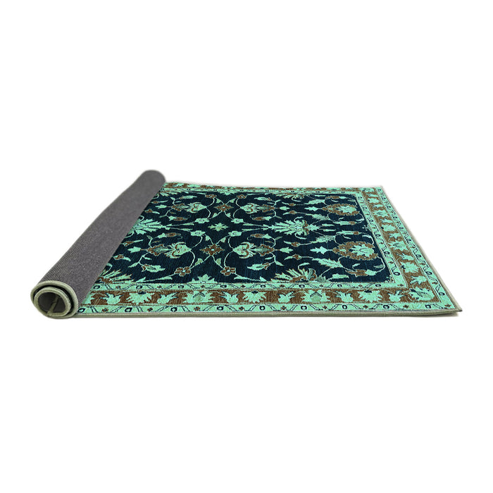 Sideview of Oriental Turquoise Traditional Rug, urb710turq