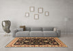 Machine Washable Oriental Brown Traditional Rug in a Living Room,, wshurb710brn
