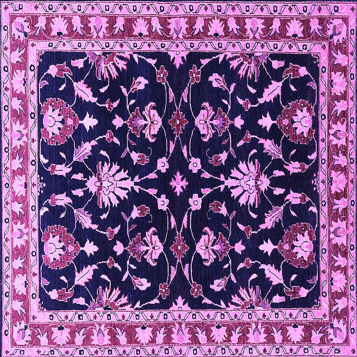 Square Machine Washable Oriental Purple Traditional Area Rugs, wshurb710pur