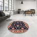 Round Machine Washable Industrial Modern Purple Lily Purple Rug in a Office, wshurb710