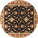 Round Oriental Brown Traditional Rug, urb710brn