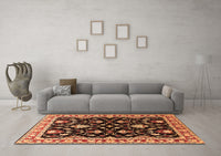 Machine Washable Oriental Orange Traditional Rug, wshurb710org