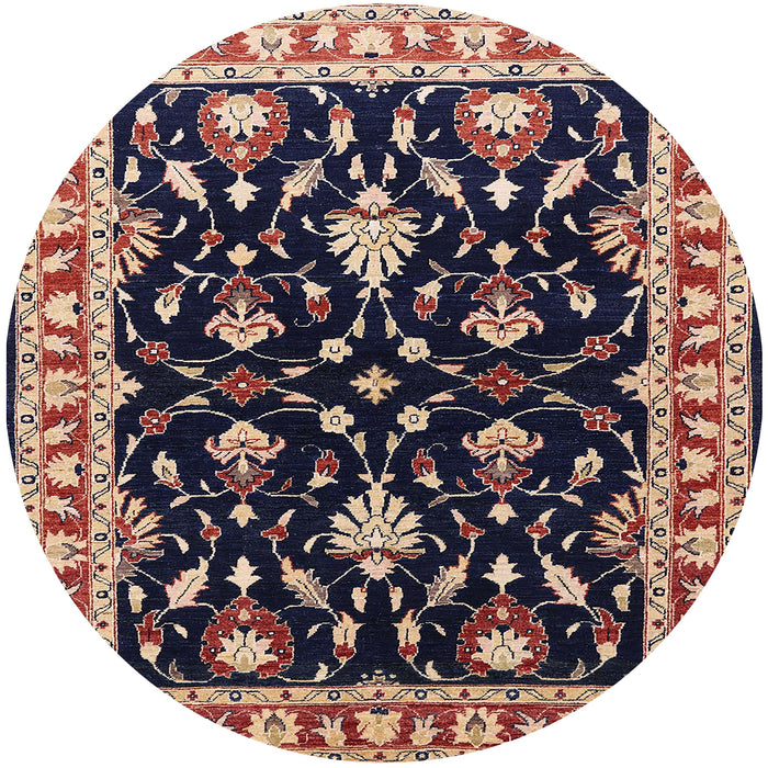 Round Mid-Century Modern Purple Lily Purple Oriental Rug, urb710