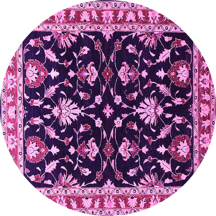 Round Oriental Pink Traditional Rug, urb710pnk