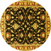 Round Oriental Yellow Traditional Rug, urb710yw