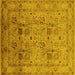 Square Machine Washable Oriental Yellow Industrial Rug, wshurb711yw