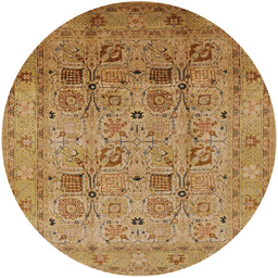 Round Mid-Century Modern Orange Oriental Rug, urb711
