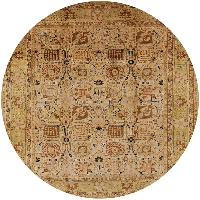 Round Mid-Century Modern Orange Oriental Rug, urb711