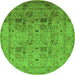 Round Oriental Green Industrial Rug, urb711grn