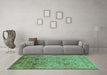 Machine Washable Oriental Turquoise Industrial Area Rugs in a Living Room,, wshurb711turq