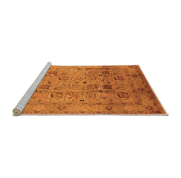 Sideview of Machine Washable Oriental Orange Industrial Area Rugs, wshurb711org