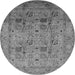 Round Oriental Gray Industrial Rug, urb711gry