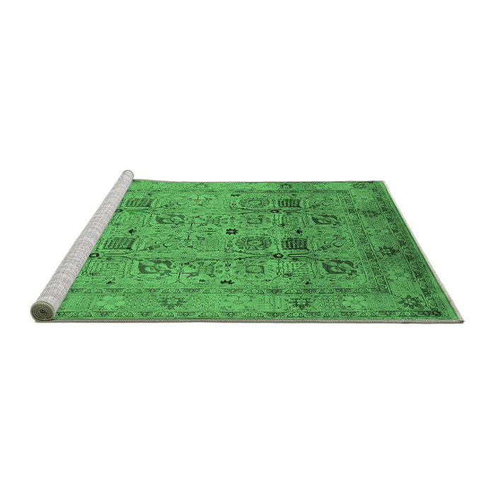 Sideview of Machine Washable Oriental Emerald Green Industrial Area Rugs, wshurb711emgrn