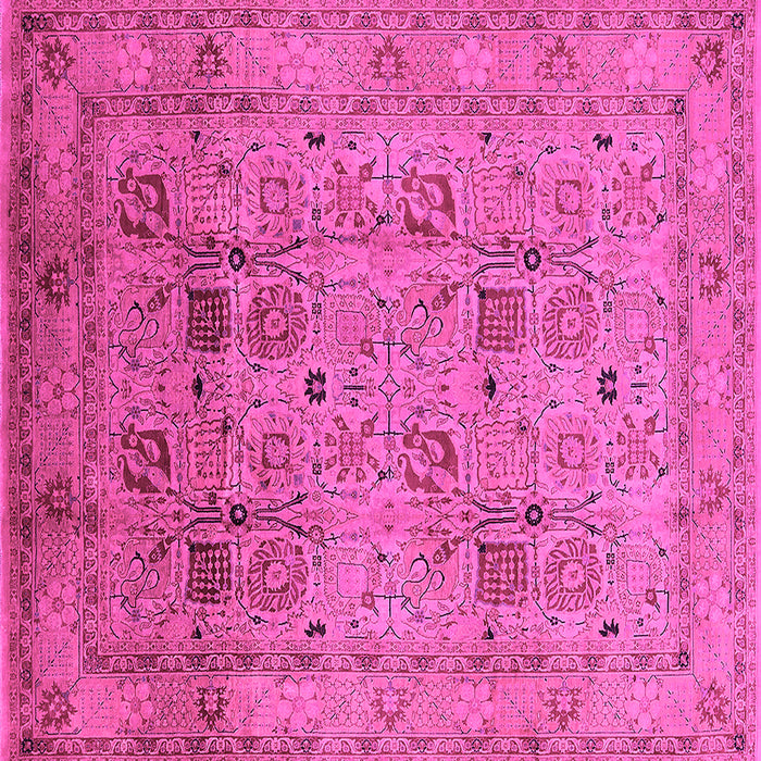 Square Machine Washable Oriental Pink Industrial Rug, wshurb711pnk