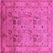 Square Machine Washable Oriental Pink Industrial Rug, wshurb711pnk