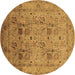 Round Oriental Brown Industrial Rug, urb711brn