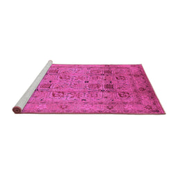 Sideview of Machine Washable Oriental Pink Industrial Rug, wshurb711pnk