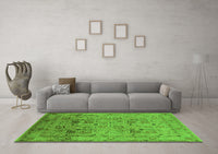 Machine Washable Oriental Green Industrial Rug, wshurb711grn