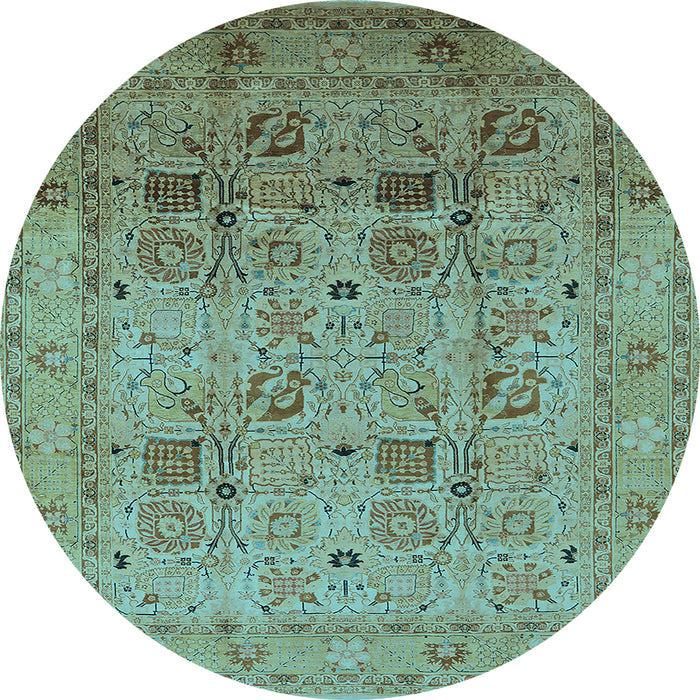 Round Oriental Light Blue Industrial Rug, urb711lblu