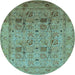 Round Oriental Light Blue Industrial Rug, urb711lblu