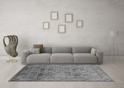Machine Washable Oriental Gray Industrial Rug in a Living Room,, wshurb711gry