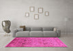 Machine Washable Oriental Pink Industrial Rug in a Living Room, wshurb711pnk