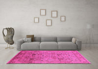 Machine Washable Oriental Pink Industrial Rug, wshurb711pnk