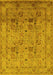 Machine Washable Oriental Yellow Industrial Rug, wshurb711yw