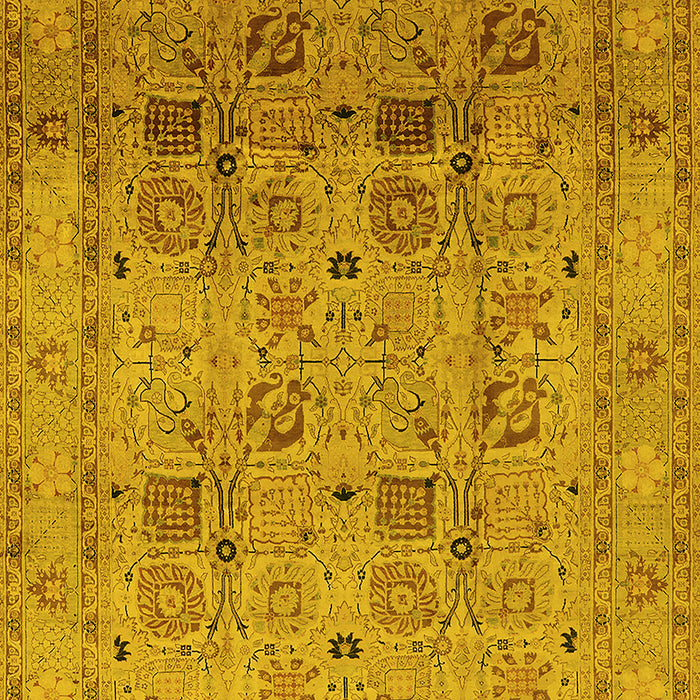 Machine Washable Oriental Yellow Industrial Rug, wshurb711yw
