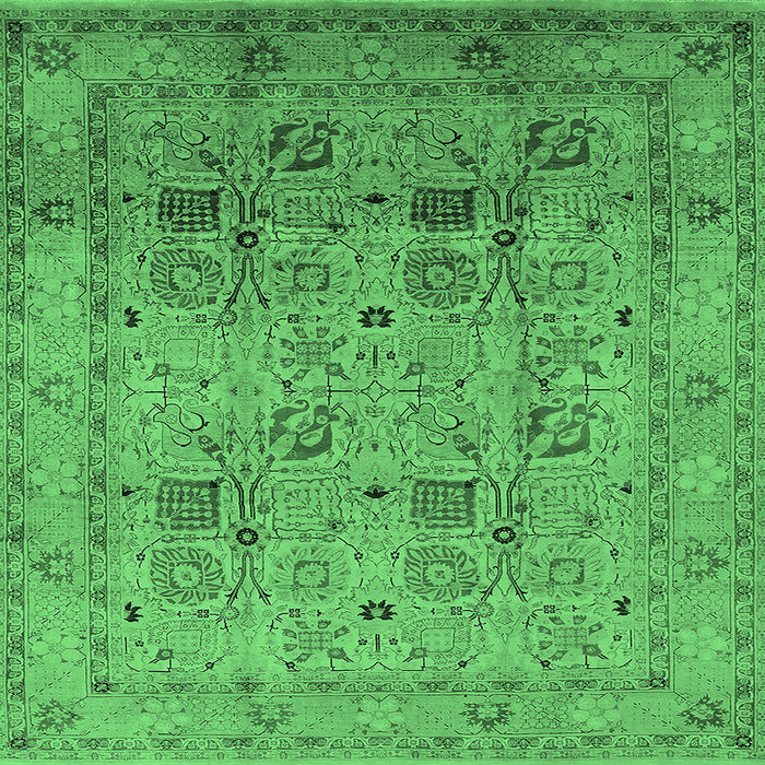 Square Machine Washable Oriental Emerald Green Industrial Area Rugs, wshurb711emgrn
