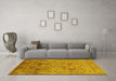 Machine Washable Oriental Yellow Industrial Rug in a Living Room, wshurb711yw