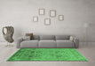 Machine Washable Oriental Emerald Green Industrial Area Rugs in a Living Room,, wshurb711emgrn