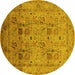 Round Oriental Yellow Industrial Rug, urb711yw