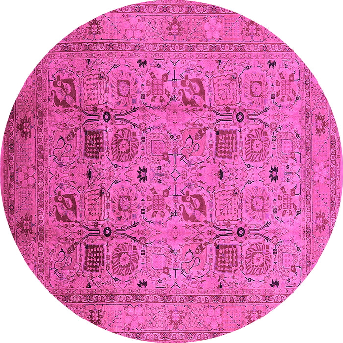 Round Oriental Pink Industrial Rug, urb711pnk