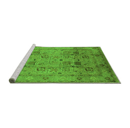 Sideview of Machine Washable Oriental Green Industrial Area Rugs, wshurb711grn