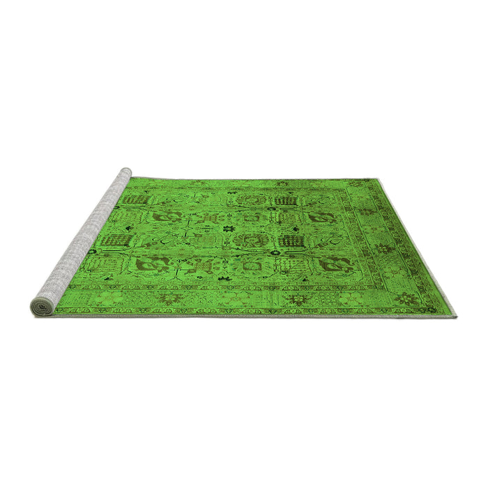 Sideview of Machine Washable Oriental Green Industrial Area Rugs, wshurb711grn