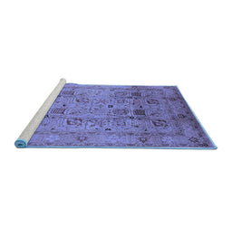 Sideview of Machine Washable Oriental Blue Industrial Rug, wshurb711blu