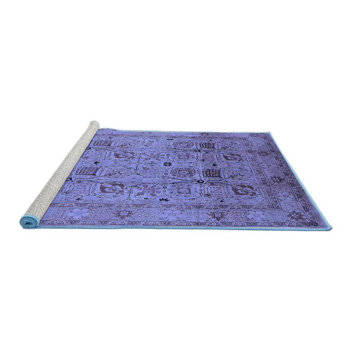 Sideview of Machine Washable Oriental Blue Industrial Rug, wshurb711blu