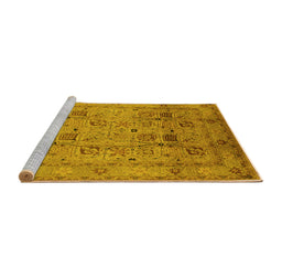 Sideview of Machine Washable Oriental Yellow Industrial Rug, wshurb711yw