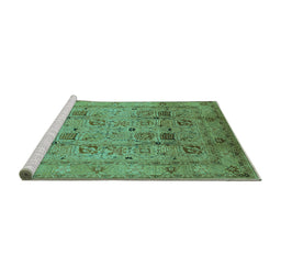 Sideview of Machine Washable Oriental Turquoise Industrial Area Rugs, wshurb711turq