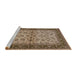 Sideview of Machine Washable Industrial Modern Camel Brown Rug, wshurb712